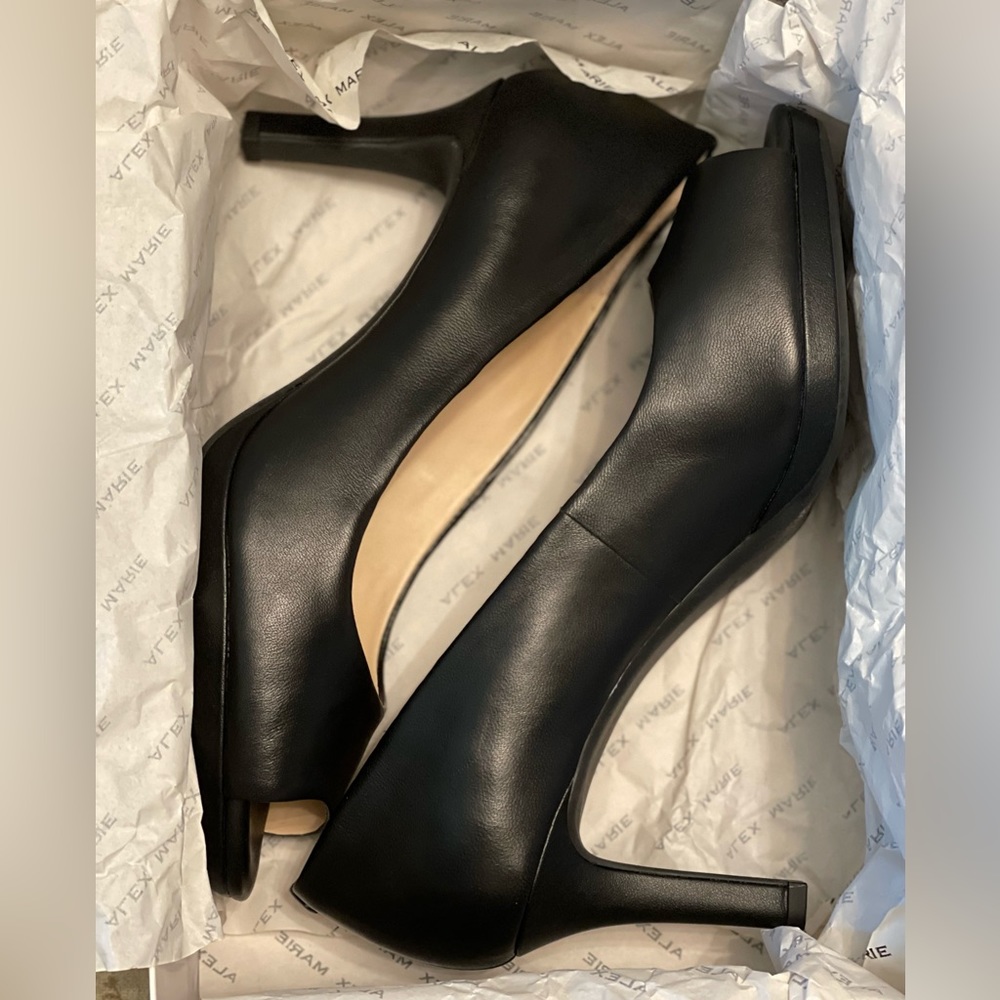 Alex Marie Leather Peep-toe Pumps Heels